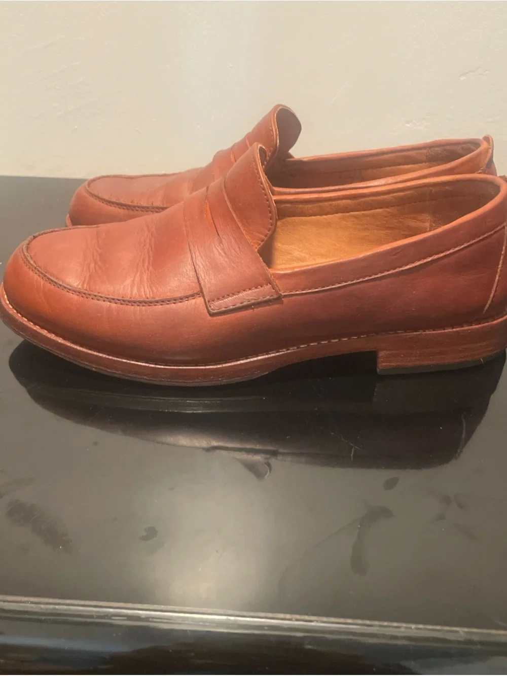 Adelante Luca Leather Handcrafted Men’s Caramel Penny‎ Loafers Size US 7.5 D